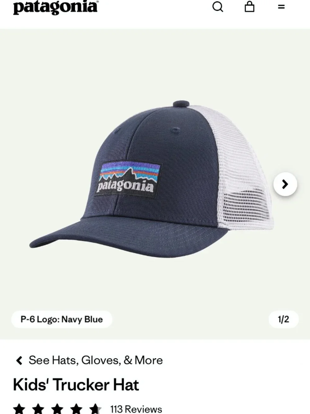 NWOT Patagonia Kid's Trucker Hat Navy Blue